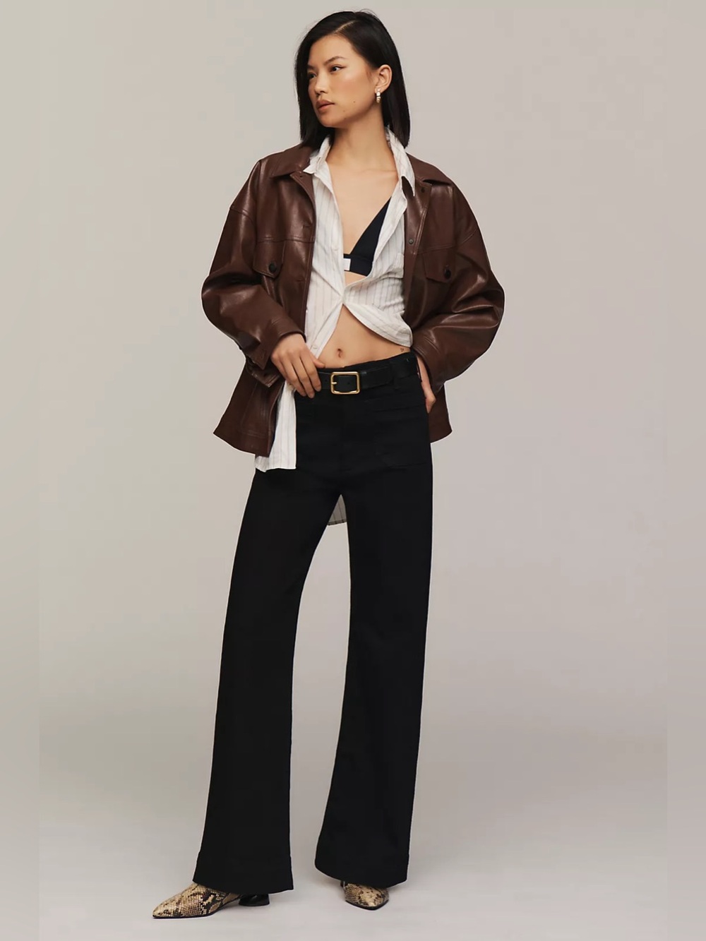 Anthropologie Maeve The Colette Full Length Wide Leg Jeans Black Size 34